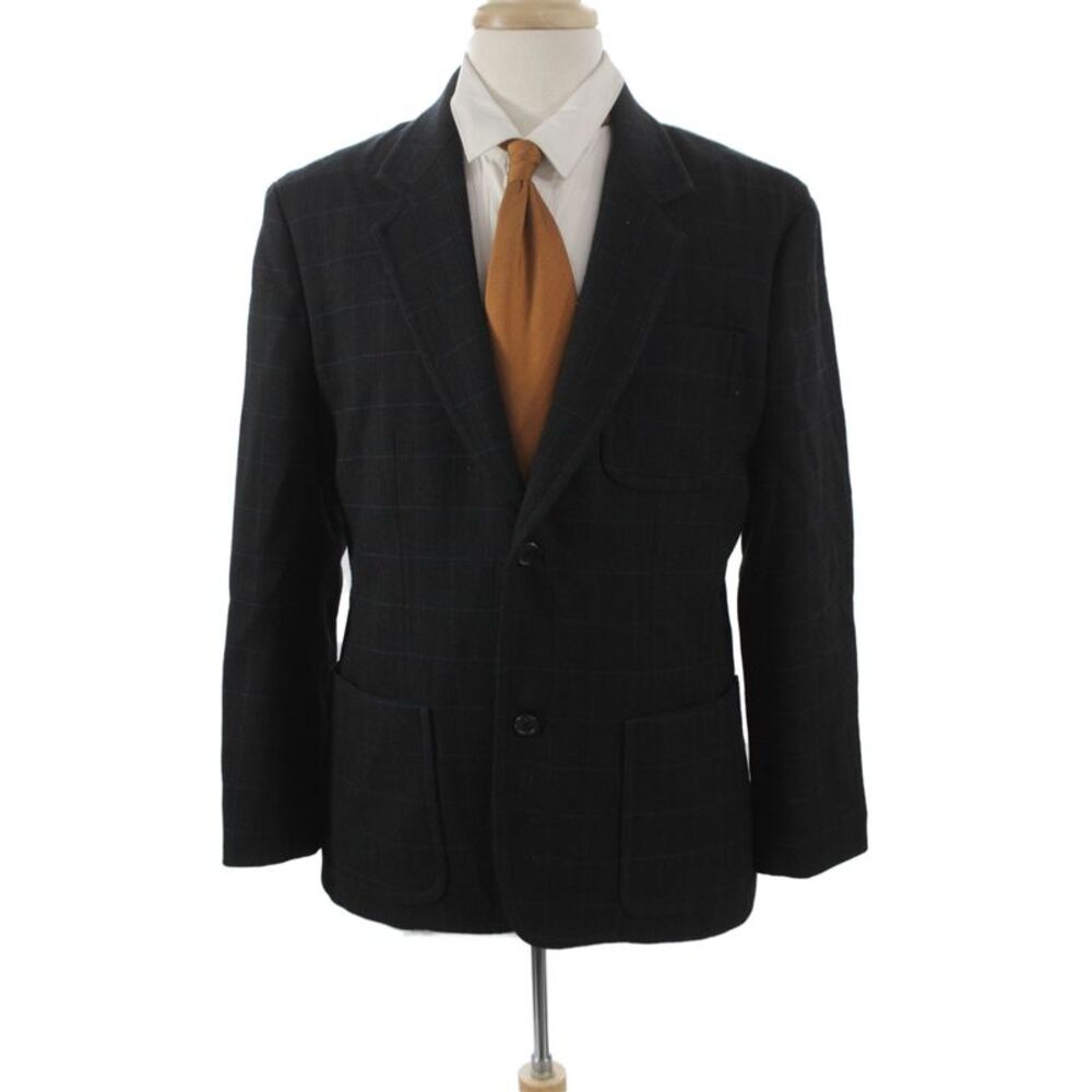 Marc By Marc Jacobs Mens Navy Check Blazer Button Wool Blend Size XL